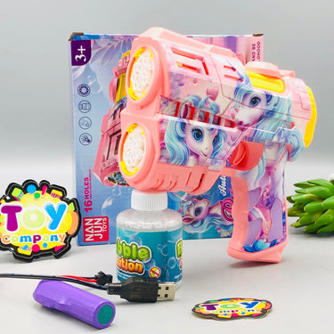 16 Holes Electric Unicorn Colorful Bubble Gun